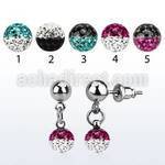 er263e 316l steel ear stud with dangling ferido 2 color ball