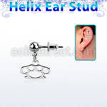 erbd376 316l steel helix ear ball stud w dangling brass knuckle