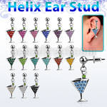 erbd4 316l steel helix ear stud ball w crystal martini glass