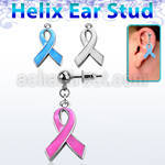 erbd501 316l steel helix ear stud ball w enamel painted ribbon