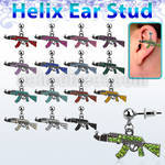 erbd631 316l steel helix ear ball stud w black miniature dangle