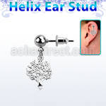 erbd697 316l steel helix ear stud w tree of life design