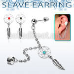 erdl7 steel fake slave helix clip w dream catcher dangling