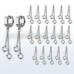 erh652s steel huggies earrings w two dangling handcuffs