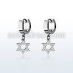 erhsdsr steel huggies earrings w dangling david star