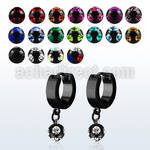 erkmjt6 black steel huggie dangling w mulit jewel ball