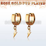 errlit rose gold steel huggie earring w lightning symbol