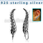 ervcl1 pair of 925 silver ear clips in leave shape