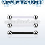 fbbnps bioflex nipple barbell, 14g (1.6mm) w 4mm steel balls