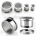 fpgr polished 316l steel screw fit tunnel with grid pattern