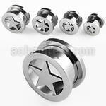 fpst polished 316l steel screw fit tunnel with laser cut star