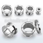 fsjpg polished 316l steel screw fit tunnel with front crystals