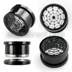 ftspw black anodized 316l steel screw fit tunnel w spider web