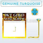 g9scge7 9kt gold nose screw w 2mm prong set turquoise stone