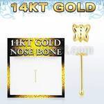 gbbt 14kt gold nose bone with a 2 5mm butterfly shaped top