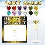 gbizhm clear bioflex labret with push in gold w heart prong cz