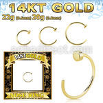 gcln 14k gold clip on nose hoop ring flat back