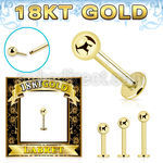 gglbb3 18k gold threadless push pin labret 16g 3mm ball