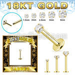gglbz 18k gold threadless push pin labret 16g cz