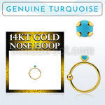 ghge7 14k gold nose hoop prong set real turquoise