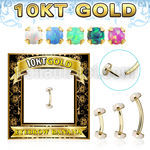 gibno gold eyebrow banana w thread less top w synthetic opal