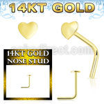 gnsht 14k gold nose stud 22g plain heart