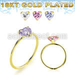 gpzhm22 18k gold plated silver seamless nose ring 22g heart