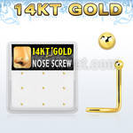 gsc3x box w 14kt gold nose screws, 20g w 1.5mm ball shaped top