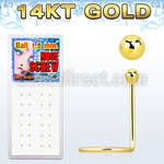 gscb box of 14kt gold nose screws with plain gold ball top