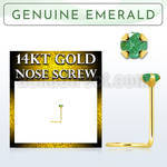 gscge10 14kt gold nose screw with a 2mm prong set emerald stone