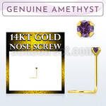 gscge1 14kt gold nose screw with a 2mm prong set amethyst stone