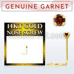 gscge2 14kt gold nose screw with a 2mm prong set garnet stone