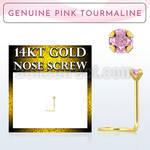 gscge3 14kt gold nose screw with 2mm prong set pink tourmaline