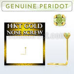 gscge4 14kt gold nose screw with a 2mm prong set peridot stone