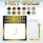 gsczm1b 14kt gold nose screw, 20g w 1.5mm round prong set cz