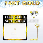 gszhm1 14kt gold nose screw, w 3mm heart prong set cz stone