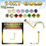 gszm12 14kt gold nose screw w tiny 1.25mm round color cz stone