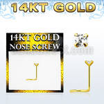 gszqm1 14kt gold nose screw, w 2mm square cz stone