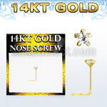 gszsm1 14kt gold nose screw, w 3mm star cz stone