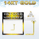 gsztm1 14kt gold nose screw, w 3mm triangle cz stone
