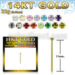 gyzm12 14kt gold bend it nose stud w 1.25mm color cz stone