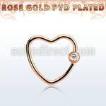 hccrtt16 rose gold steel heart shaped ball closure ring crystal