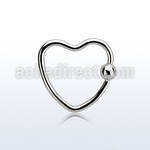 hcr16 316l steel heart shaped ball closure ring w 3mm ball