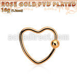 hcrtt16 rose gold steel heart shaped ball closure ring 3mm ball