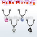 heuz10 316l steel helix stirrup w 6mm round cz stone