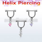 heuz4 316l steel helix stirrup w cz heart