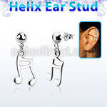 hexvd20 925 silver helix earstud w dangling melody sign