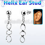 hexvd31 925 silver helix earstud w a coil shaped dangling