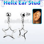 hexvd8 925 silver helix ear stud w dangling 925 silver star