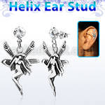 hexzd12 925 silver helix earstud w dangling silver fairy